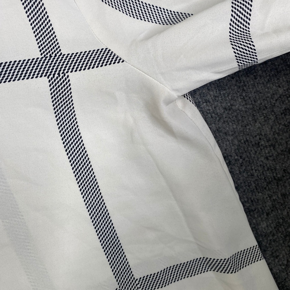 41 Hawthorn Womens XL White Black Windowpane Plaid V-Neck 3/4 Sleeve Blouse - Picture 4 of 8